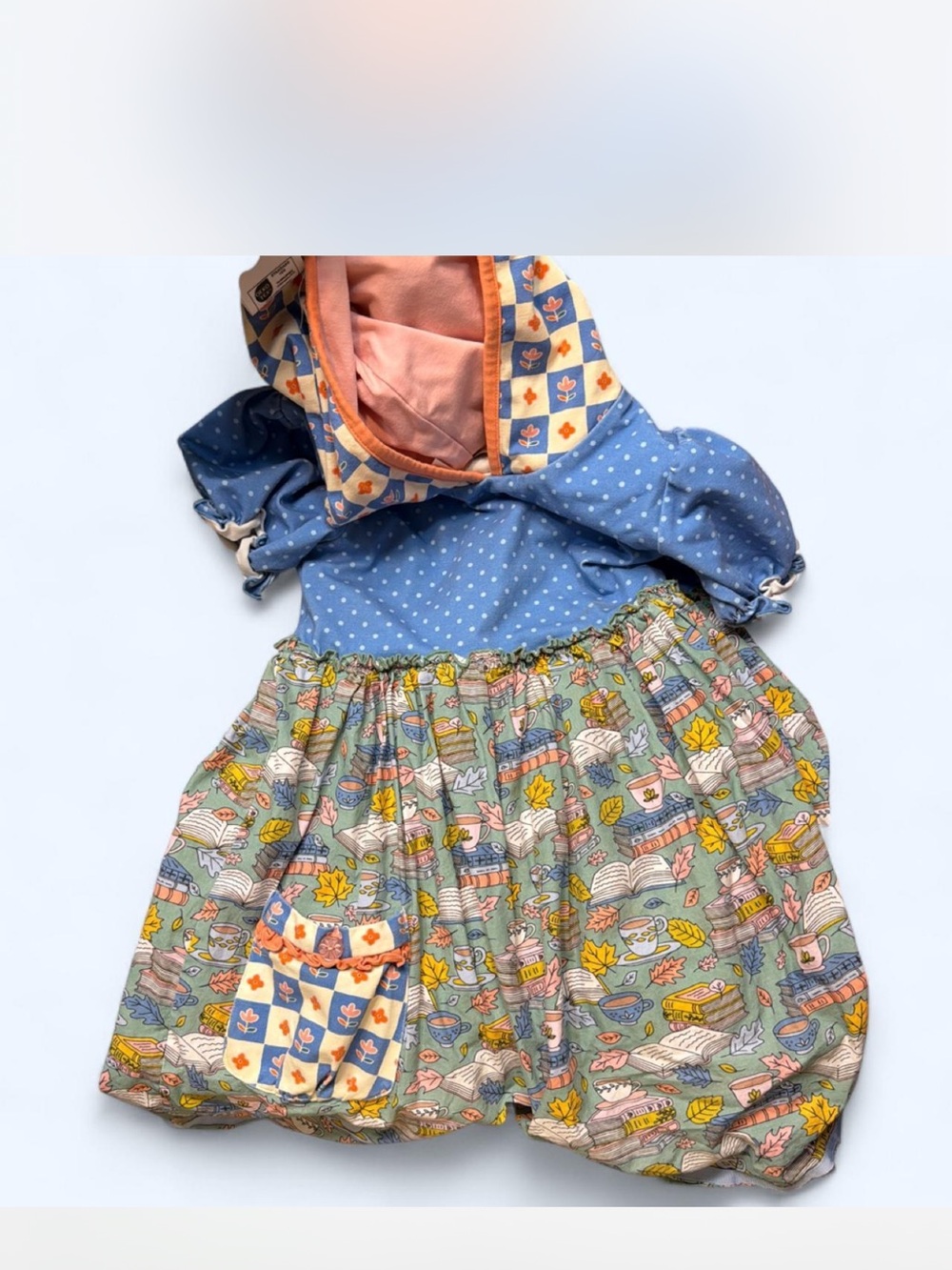 Matilda Jane Pink & Coral Hooded Dress with Illustrated Print